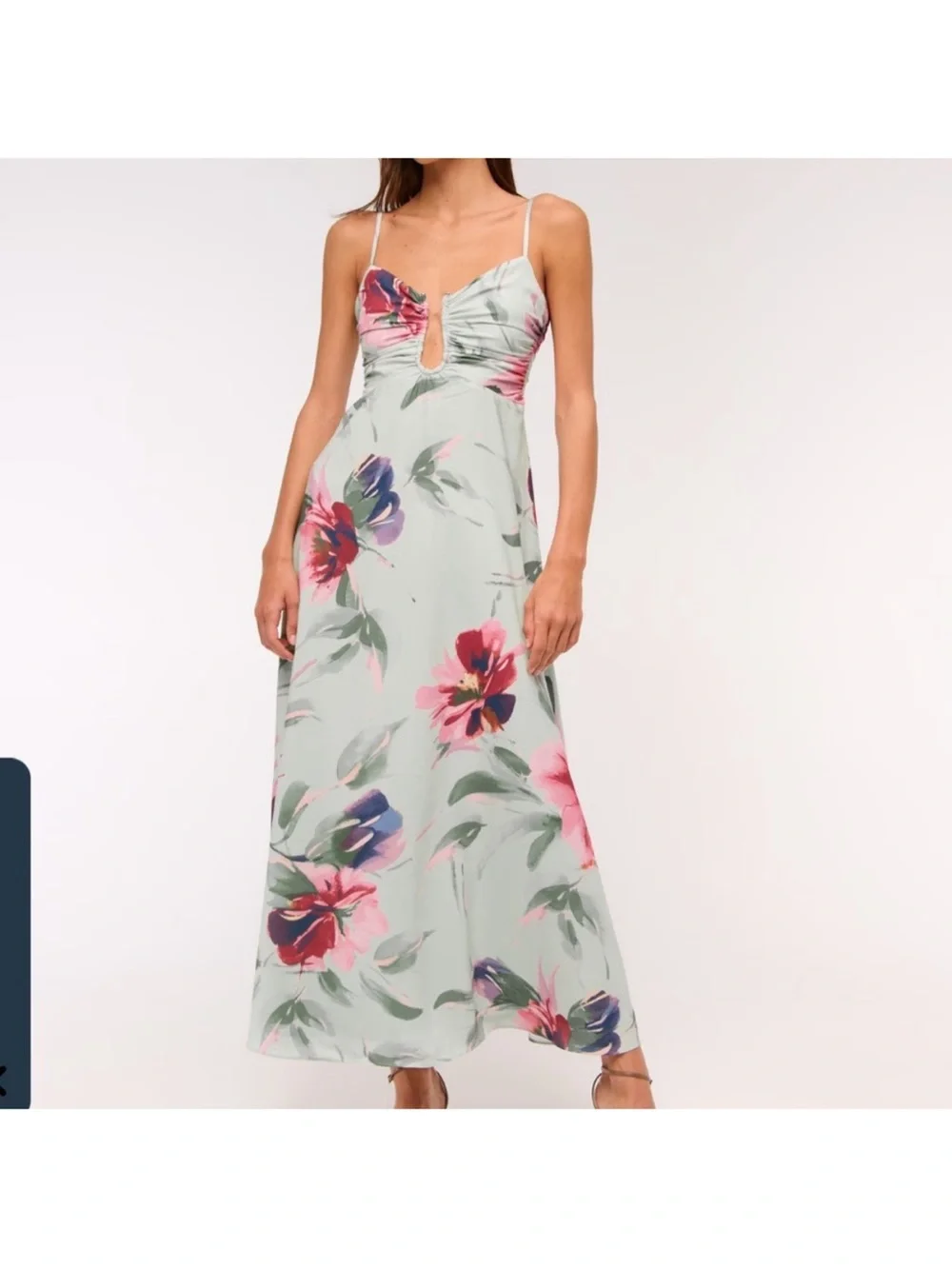 Abercrombie & Fitch Mint Floral Maxi Slip Dress
